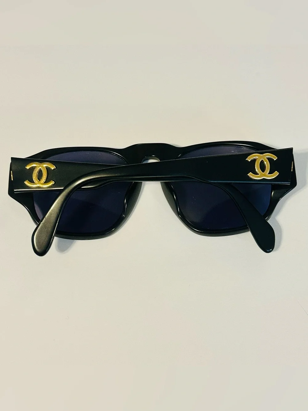 VINTAGE Chanel 01452 Black & Gold CC Logo Sunglasses - Rare 90s Ex Condition